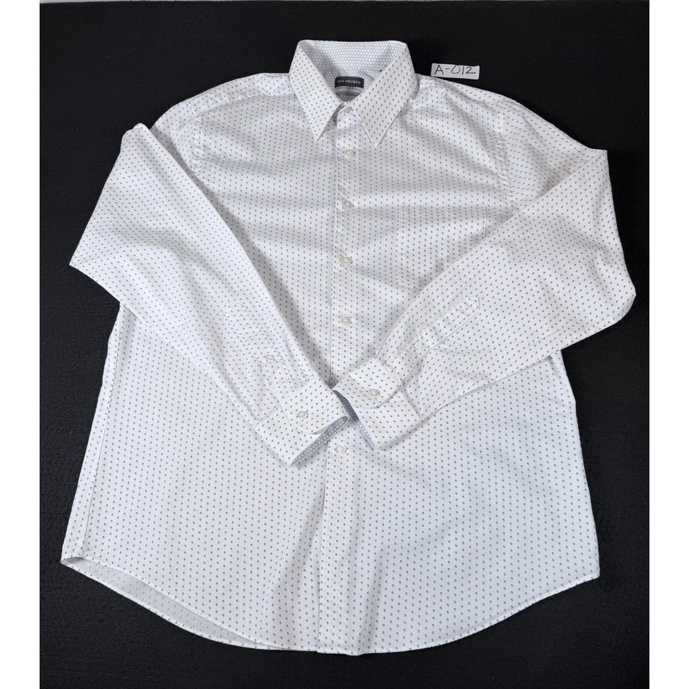 Van Heusen Air Fitted Stretch Mens Shirt White Blue Purple Dash 16.5 34/35 L